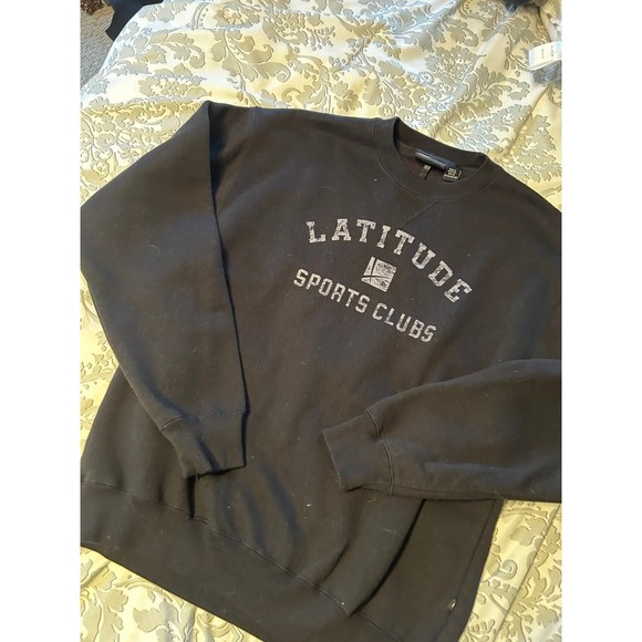Black Latitude Sports Club Pennant Crewneck Sweatshirt - Picture 1 of 4